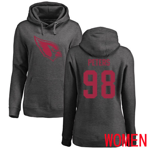 Arizona Cardinals Ash Women Corey Peters One Color NFL Football #98 Pullover Hoodie Sweatshirts->nfl t-shirts->Sports Accessory
